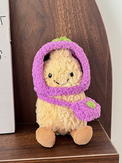 Aubergine Outfit – Handmade Plush Clothes Set (Fruit Collection)